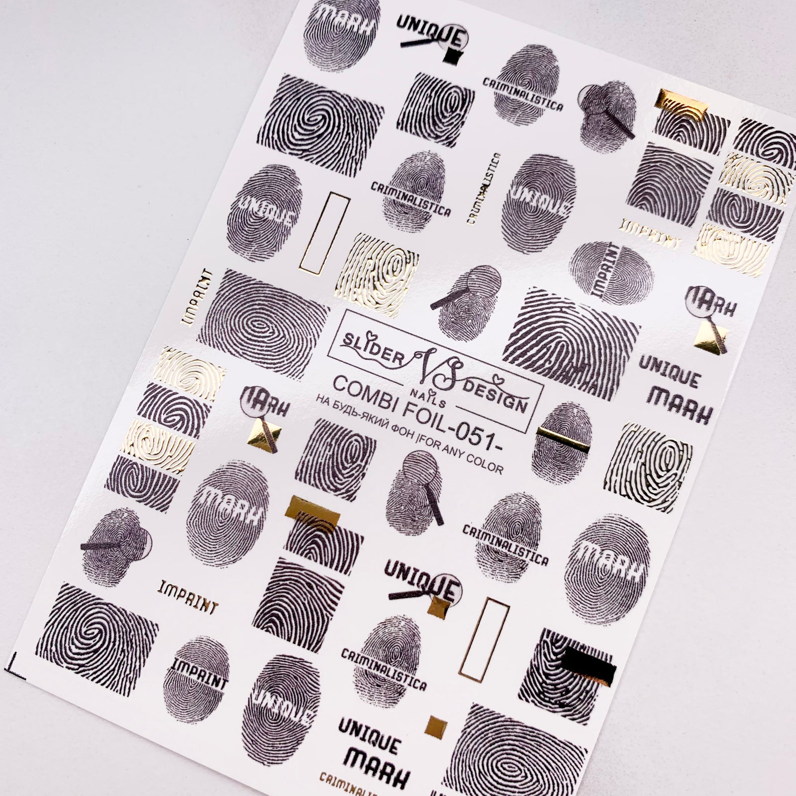 vs combi foil 51 finger print nail slider from the best UK nail polish company Miss Dolla