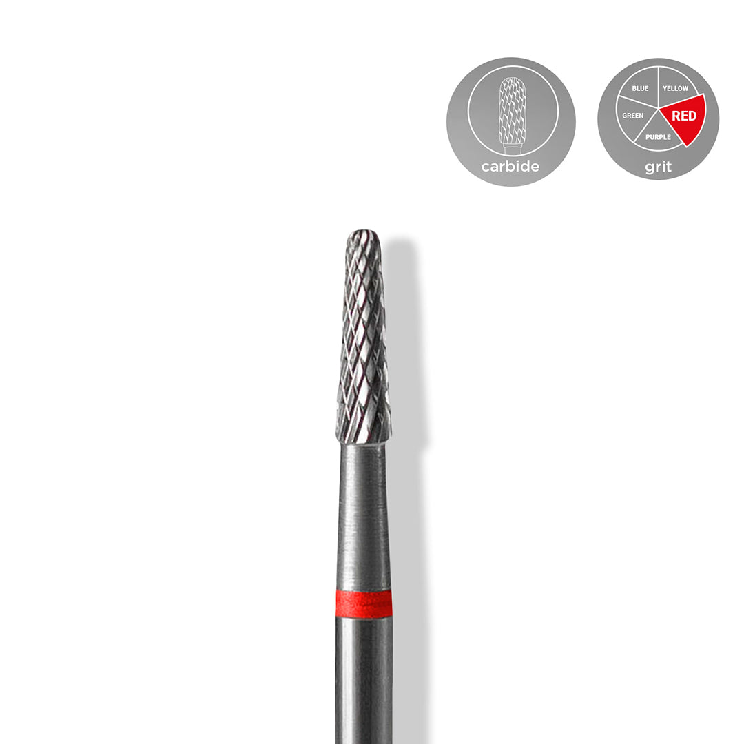 Staleks Carbide 'Cone' Red Nail Drill Bit, head diameter 2.3mm / working part 8mm