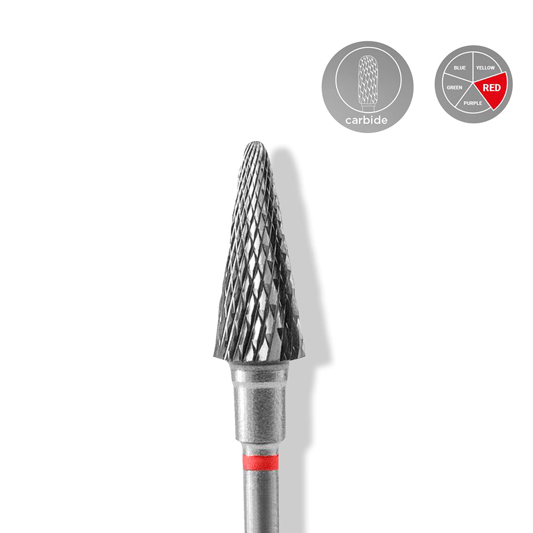 Staleks Carbide 'Cone' Red Nail Drill Bit, head diameter 6mm / working part 14mm