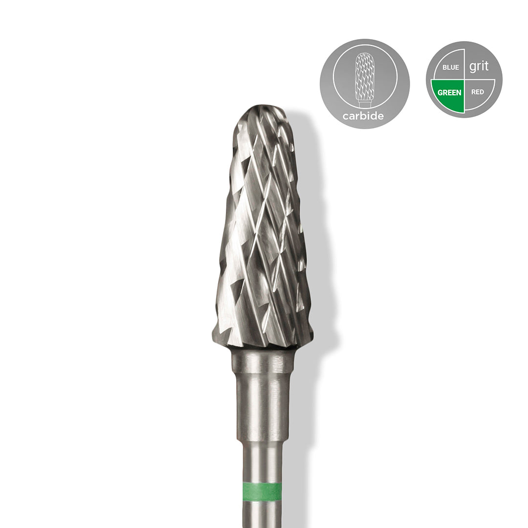 Staleks Carbide 'Frustum' Green Nail Drill Bit, head diameter 6mm/ working part 14mm