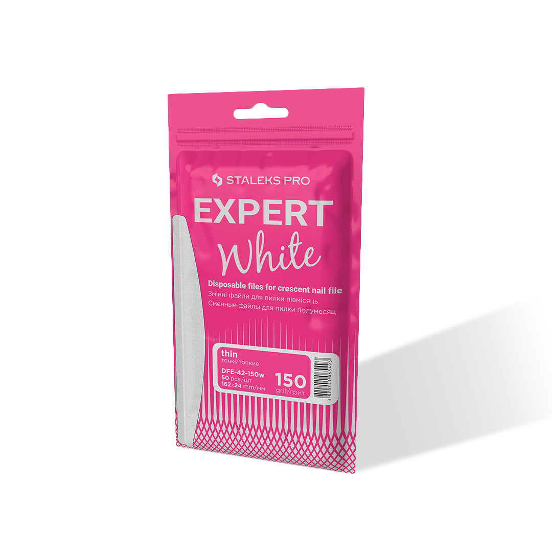 Staleks Thin Disposable Crescent Nail Files EXPERT 42 (50 pcs, Various Grits)