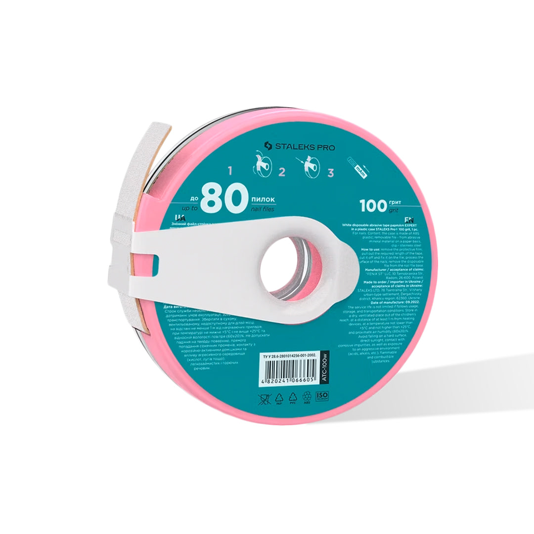 Staleks Disposable White Abrasive Tape in Plastic Case (Various Grits)