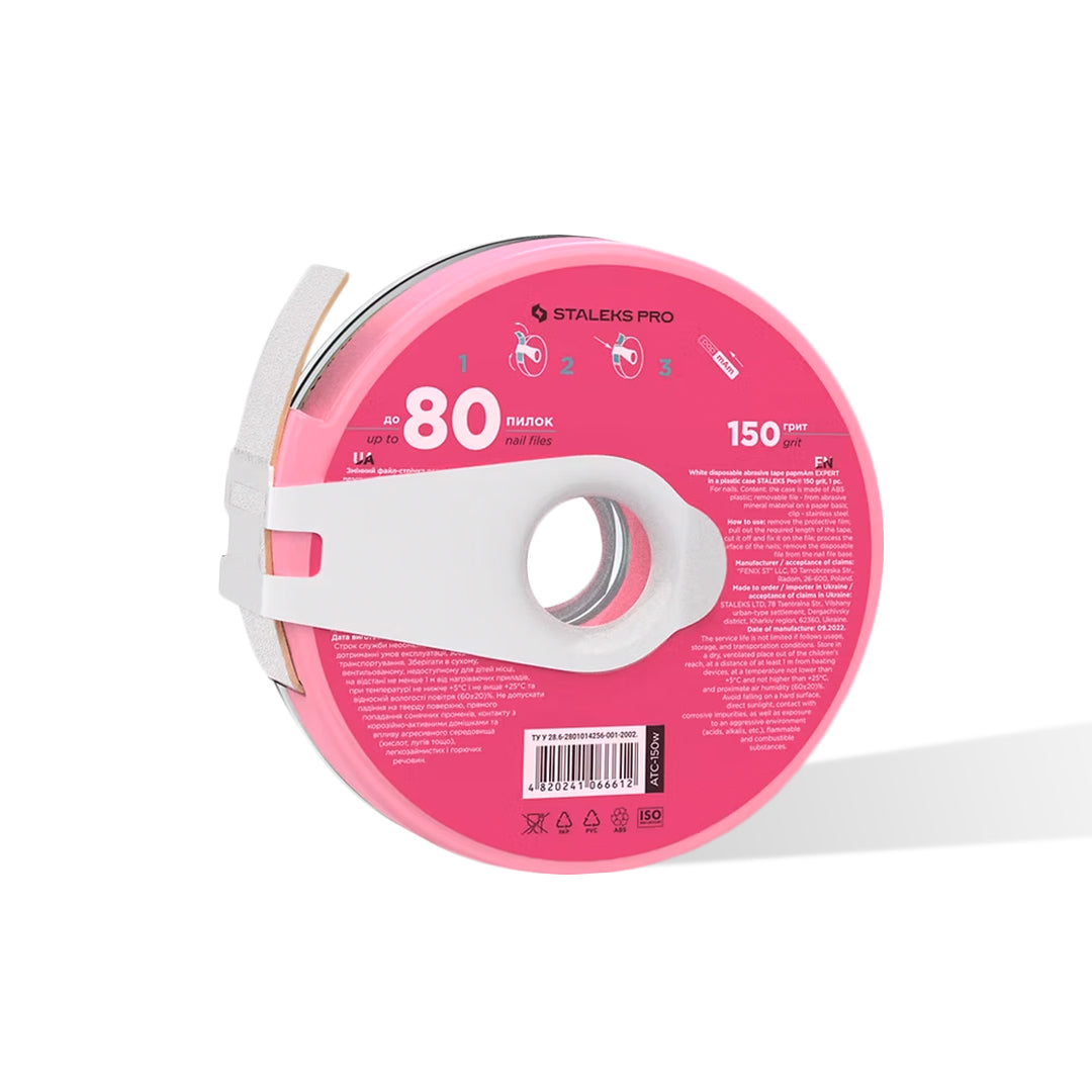 Staleks Disposable White Abrasive Tape in Plastic Case (Various Grits)