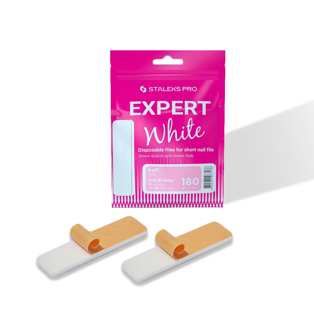 Staleks Short Disposable White Nail Files EXPERT 51 (10 pcs, Various Grits)