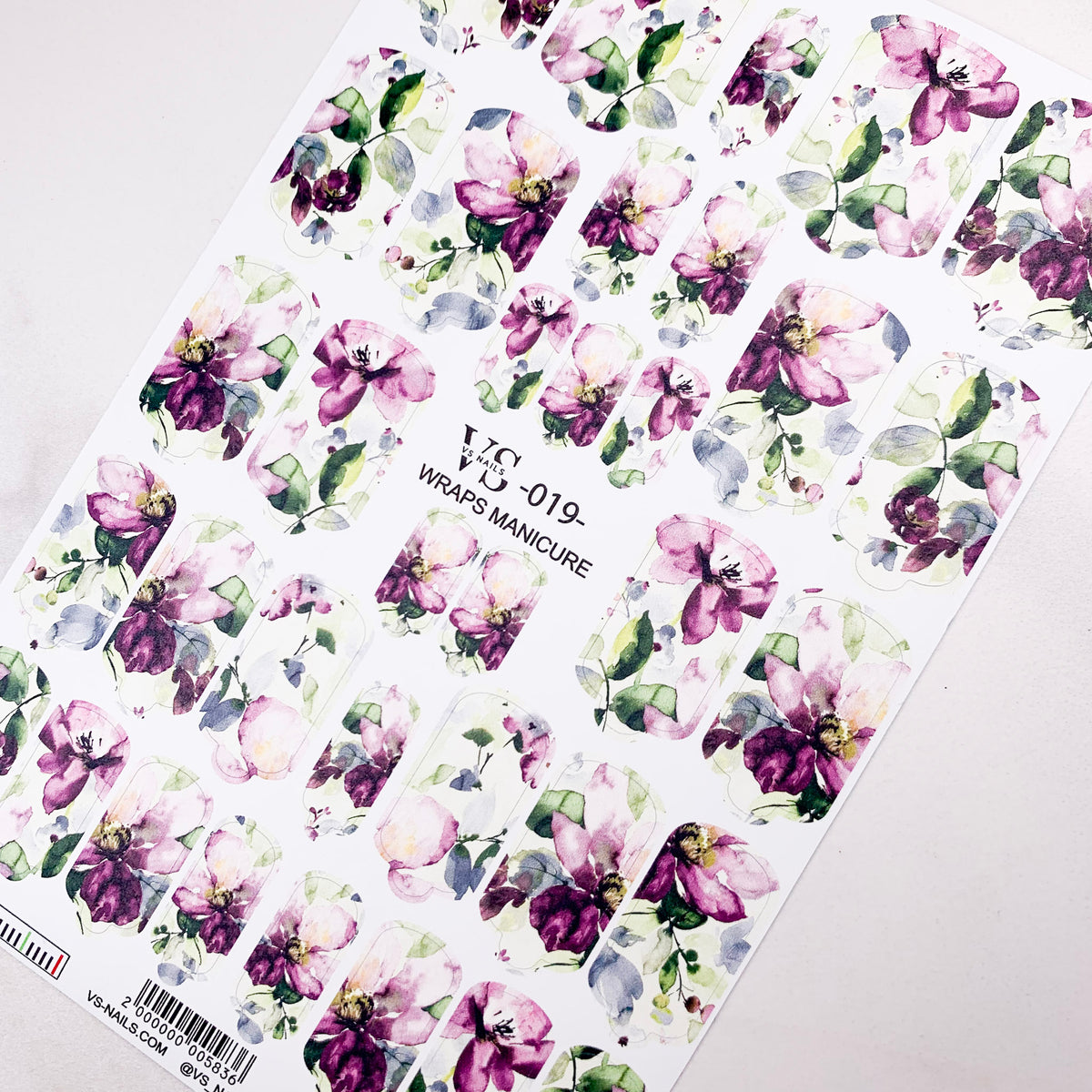 VS nails with flower design VS manicure wraps 19 from the top nail UK brand for wraps manicure 019.