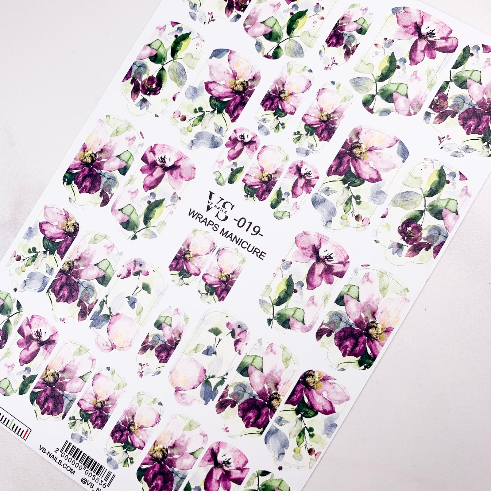 VS nails with flower design VS manicure wraps 19 from the top nail UK brand for wraps manicure 019.