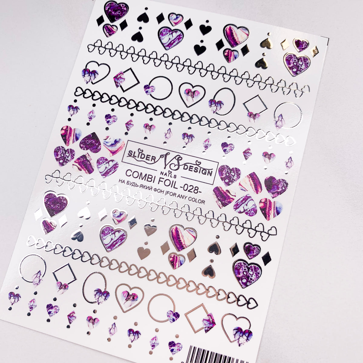 hearts designs vs combi foil 28 from miss dolla nail brand UK