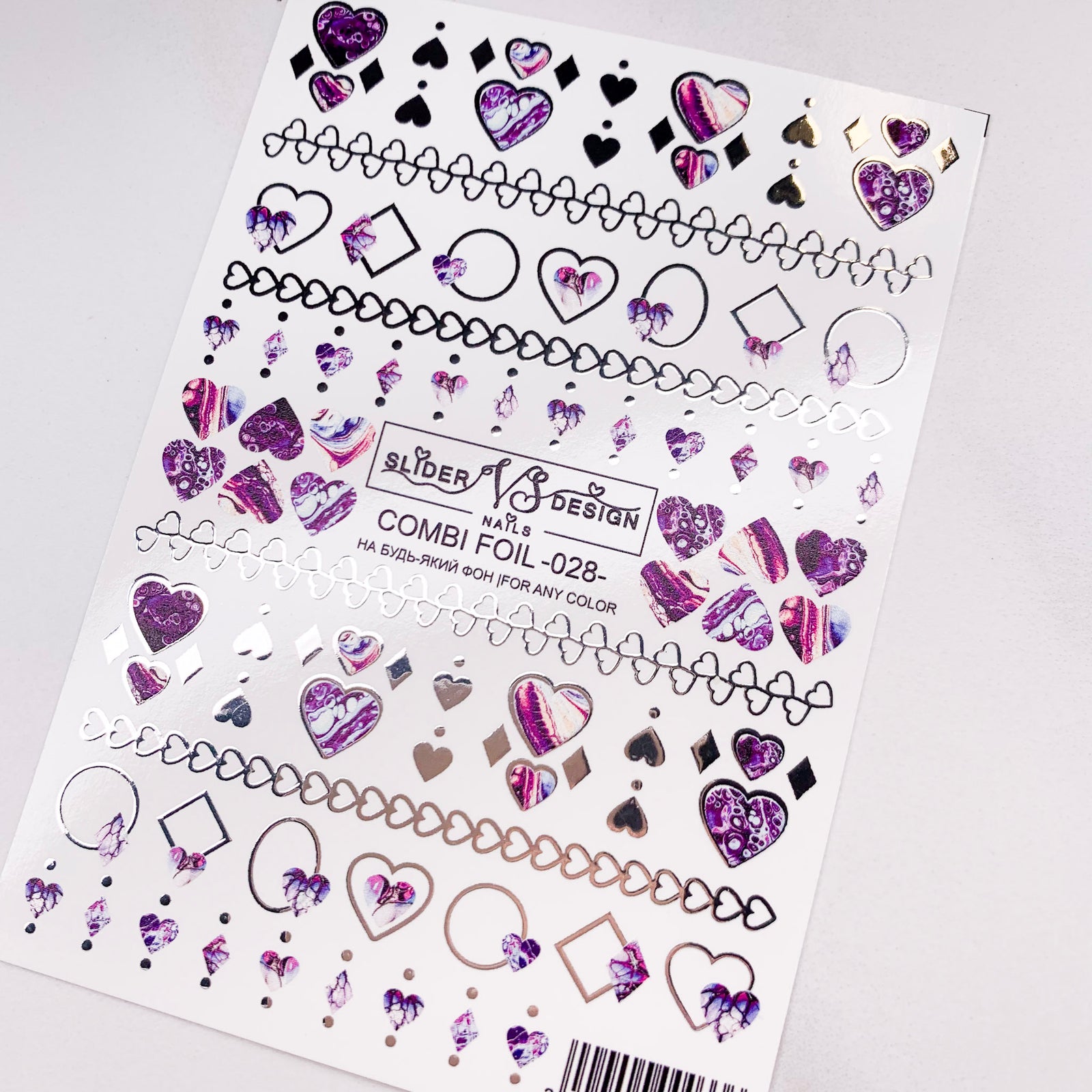 hearts designs vs combi foil 28 from miss dolla nail brand UK