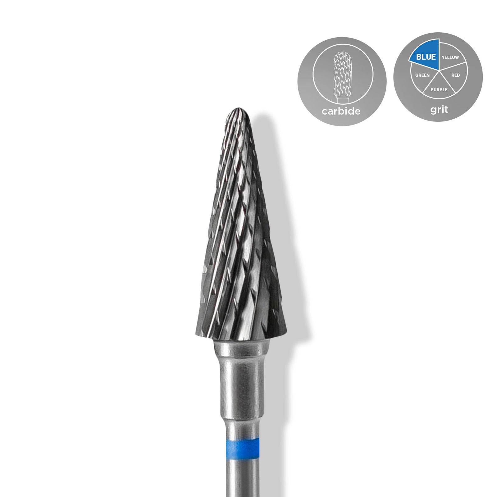 Staleks Carbide 'Cone' Blue Nail Drill Bit, head diameter 6mm / working part 14mm