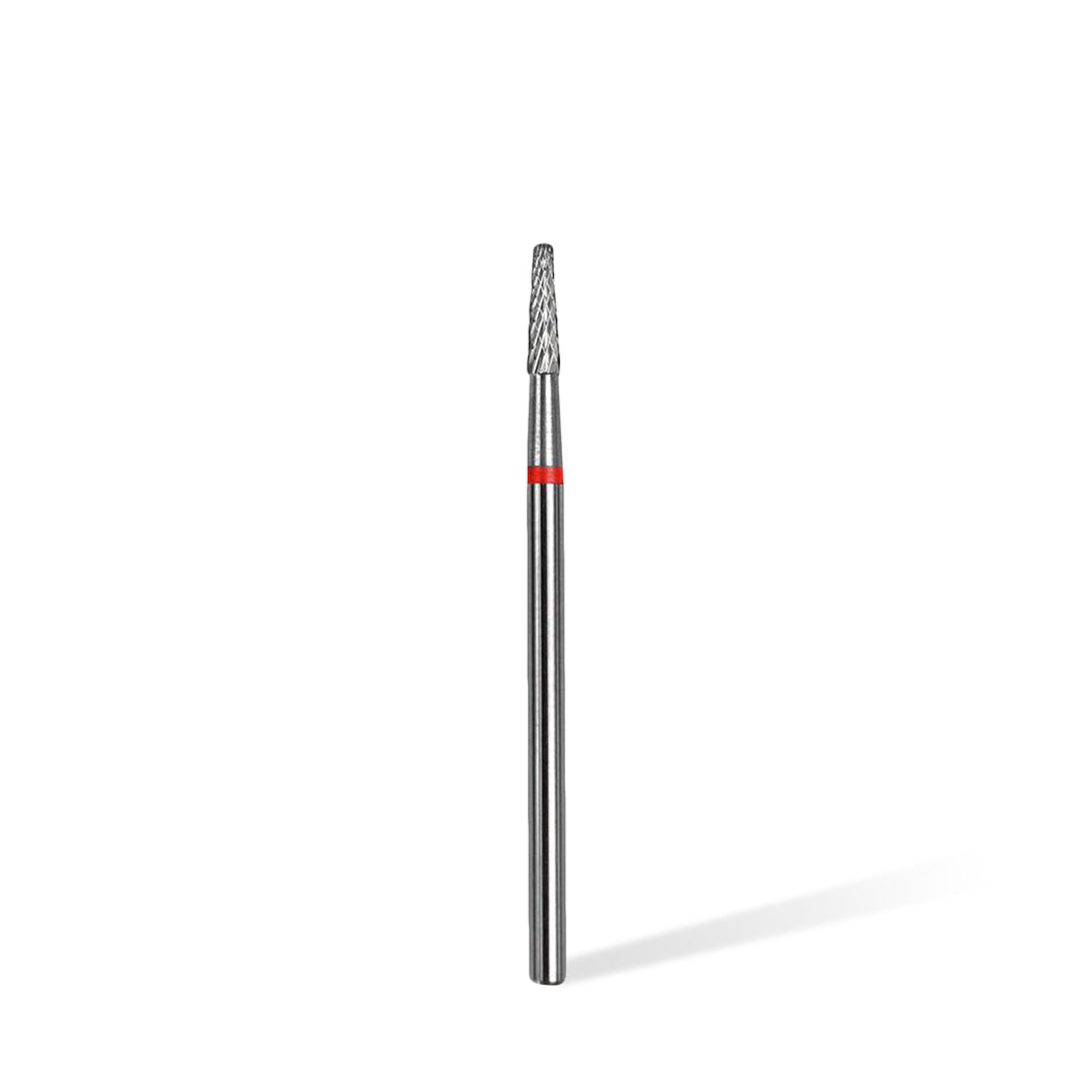 Staleks Carbide &#39;Cone&#39; Red Nail Drill Bit, head diameter 2.3mm / working part 8mm