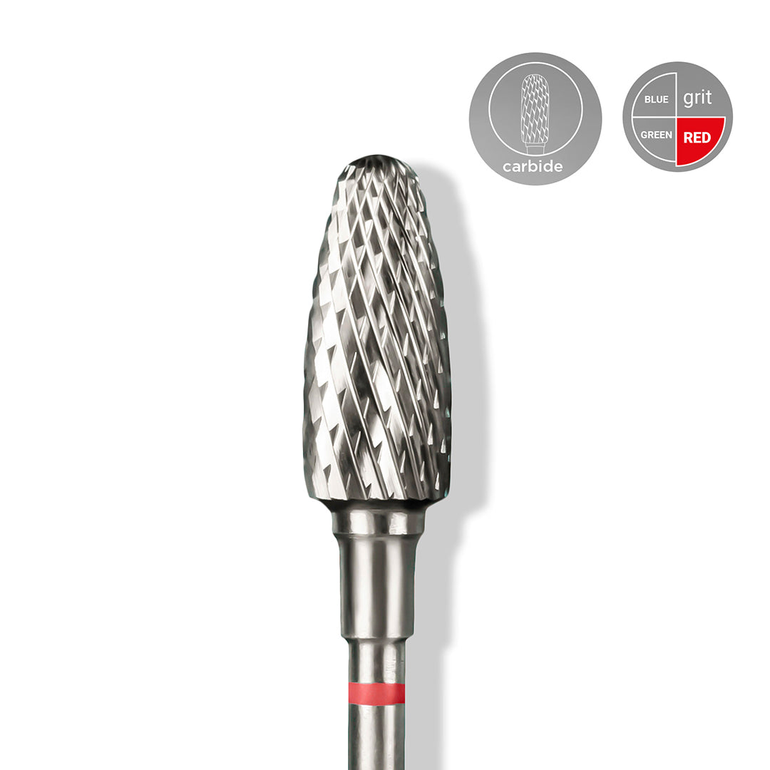 Staleks Carbide 'Corn' Red Nail Drill Bit, head diameter 5mm/ working part 13mm