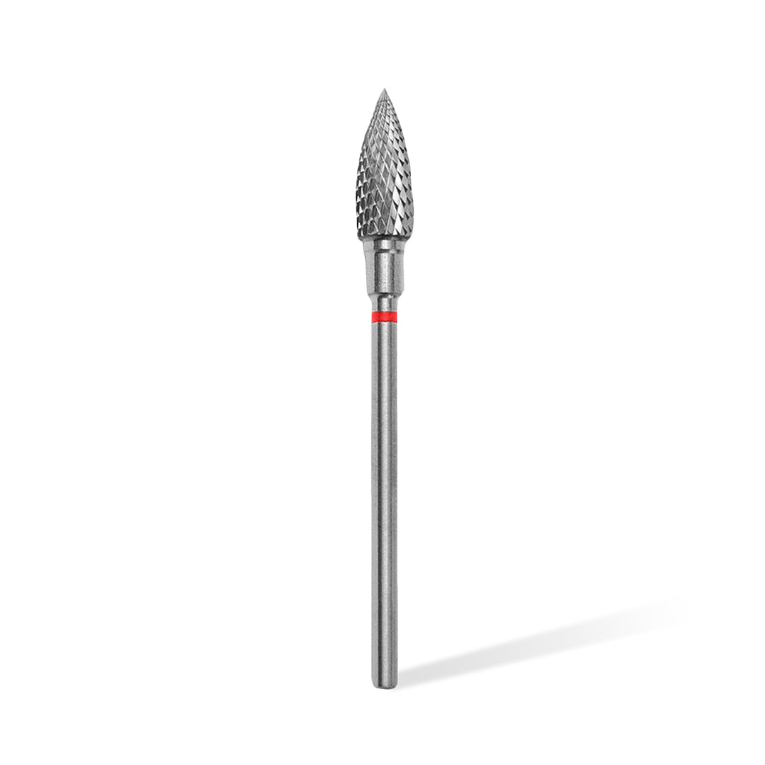 Staleks Carbide &#39;Flame&#39; Red Nail Drill Bit, head diameter 5mm / working part 13.5mm