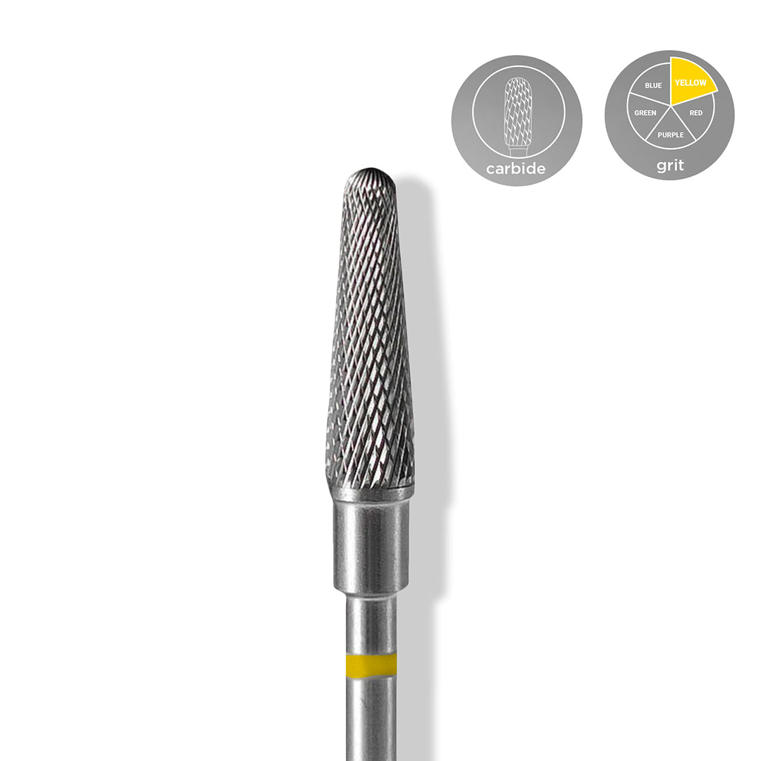 Staleks Carbide &#39;Frustum&#39; Yellow Nail Drill Bit, head diameter 4mm / working part 13mm