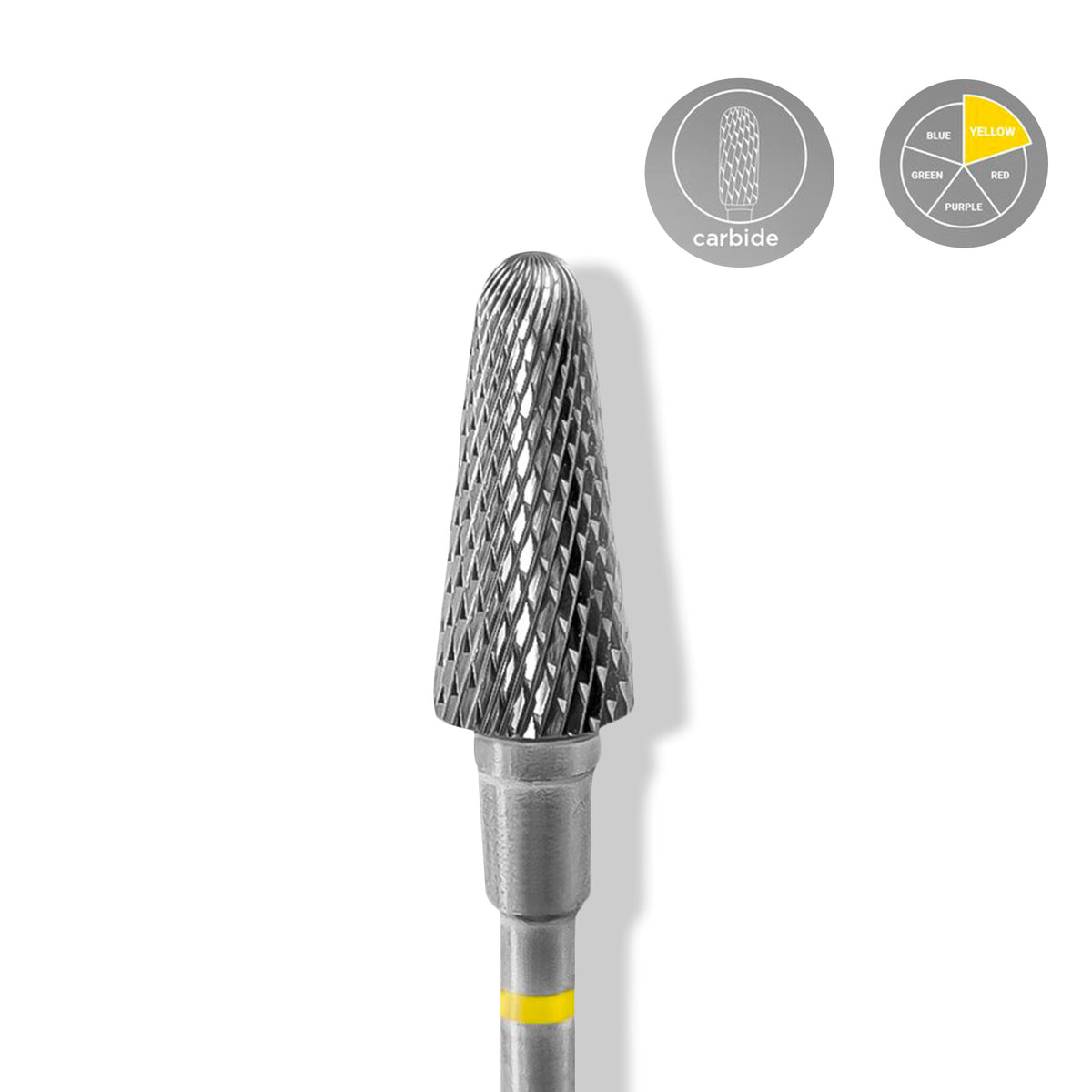 Staleks Carbide &#39;Frustum&#39; Yellow Nail Drill Bit, head diameter 6mm / working part 14mm