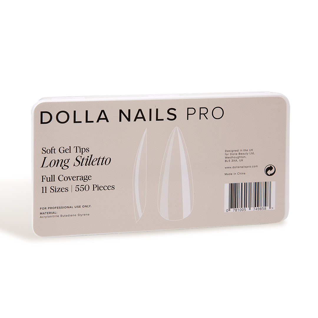Full Cover Soft Gel Tips Long Stiletto - 550pcs