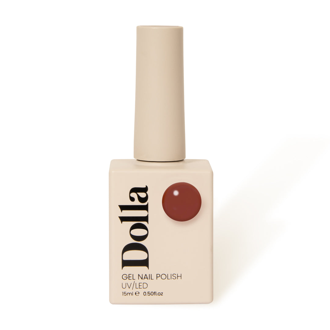 Perfect brown orange gel nail polish for autumn pumpkin seed manicure | Dolla