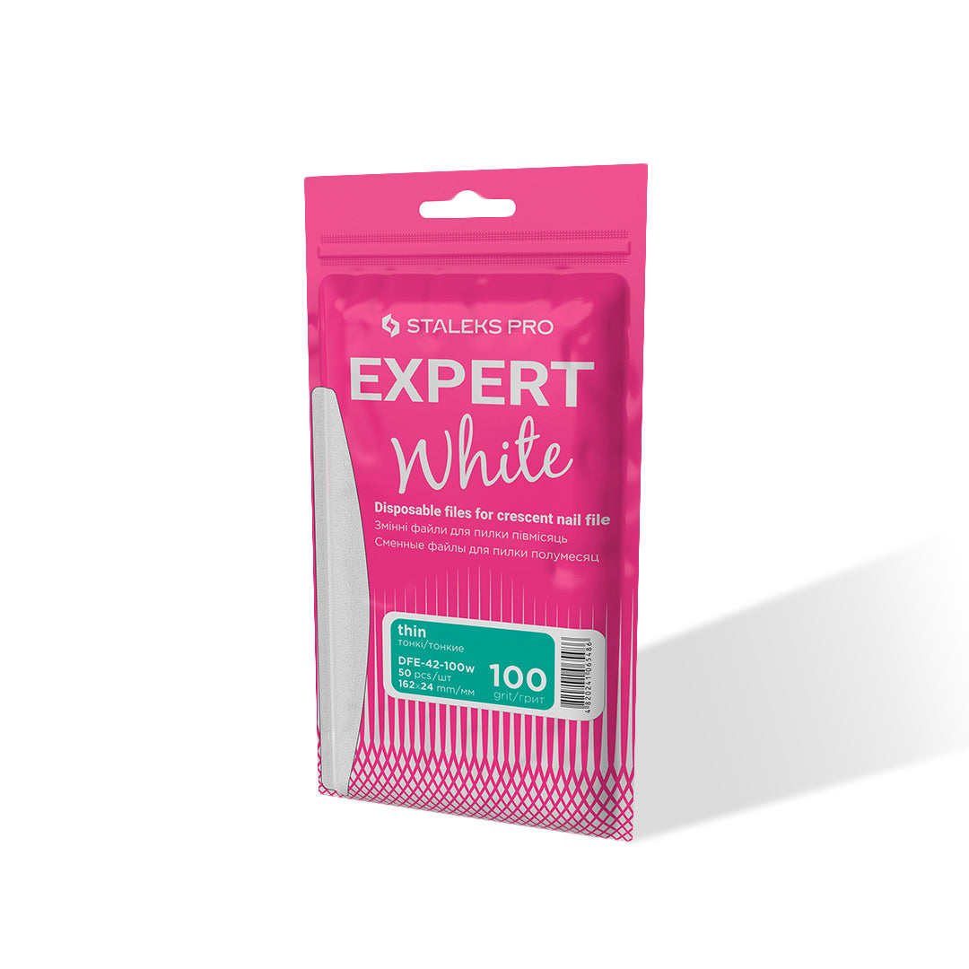 Staleks Thin Disposable Crescent Nail Files EXPERT 42 (50 pcs, Various Grits)