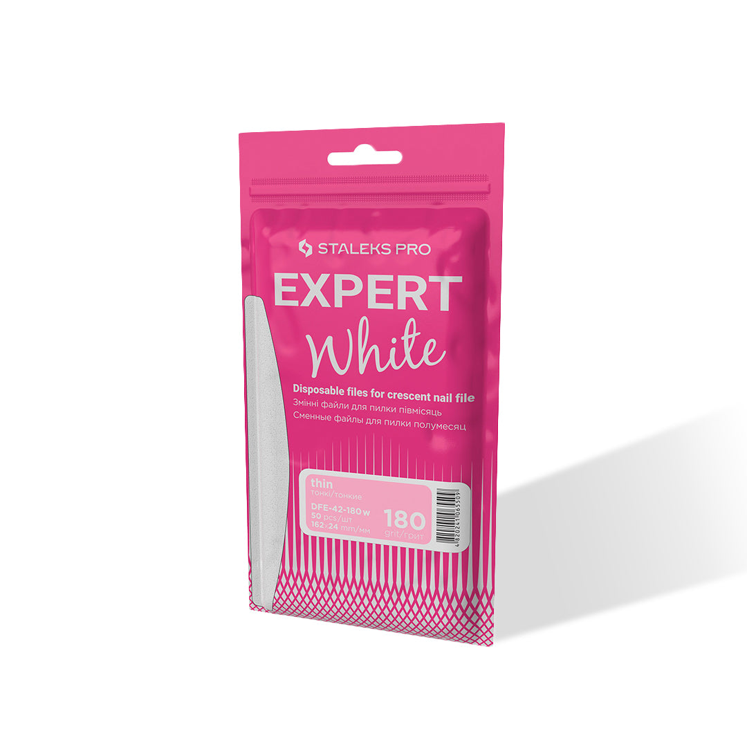 Staleks Thin Disposable Crescent Nail Files EXPERT 42 (50 pcs, Various Grits)