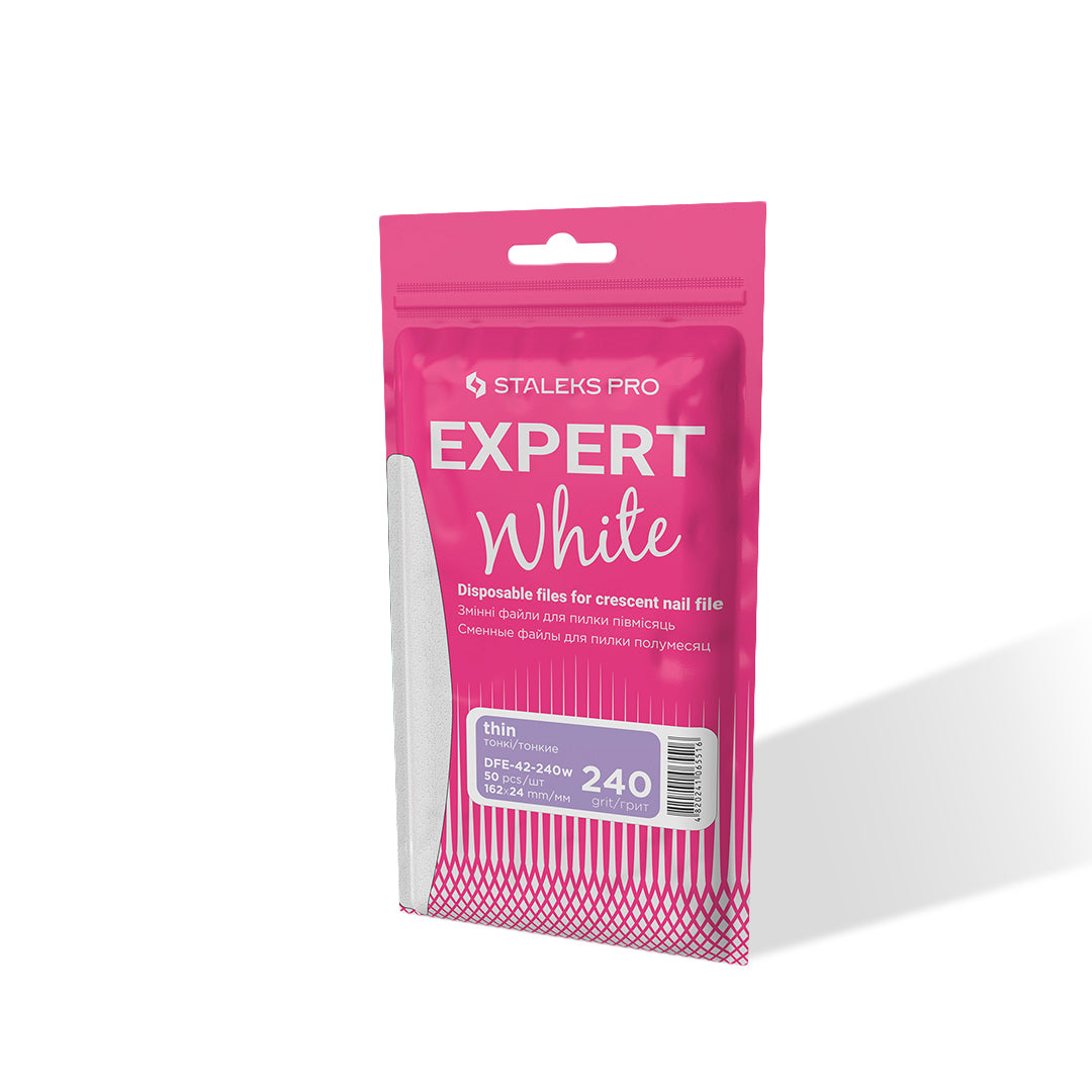 Staleks Thin Disposable Crescent Nail Files EXPERT 42 (50 pcs, Various Grits)