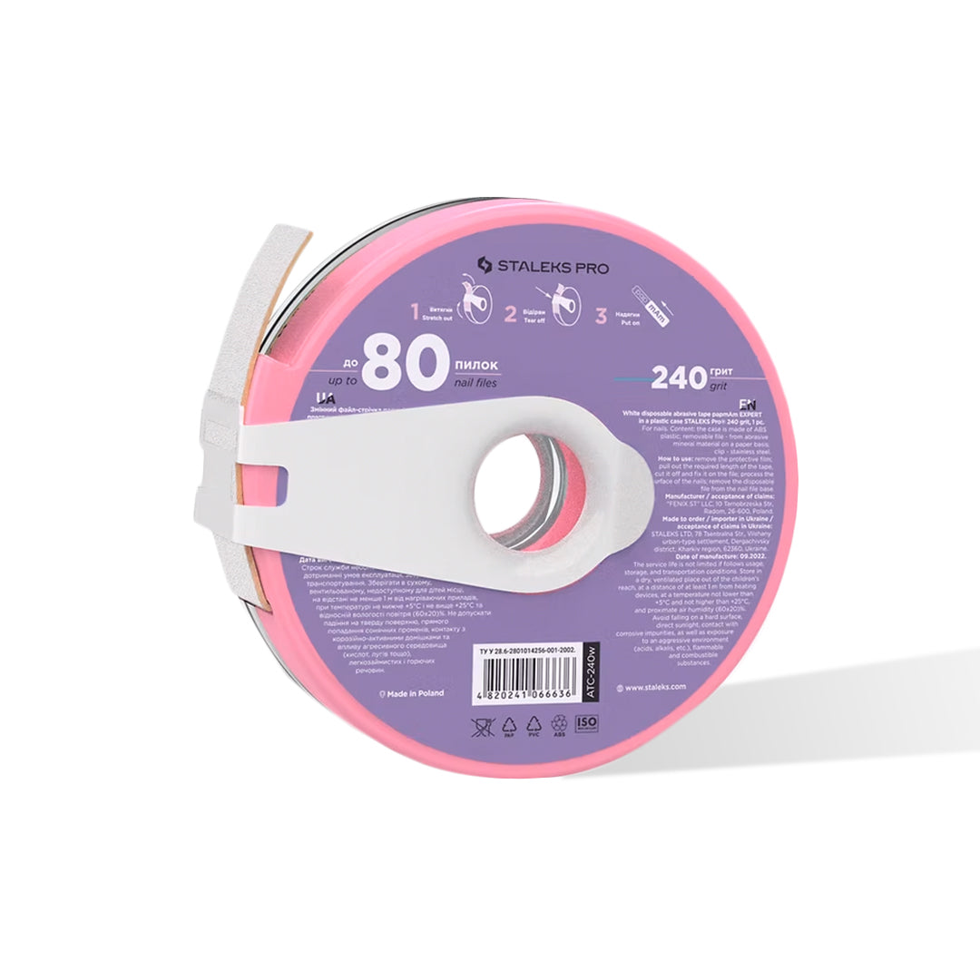 Staleks Disposable White Abrasive Tape in Plastic Case (Various Grits)