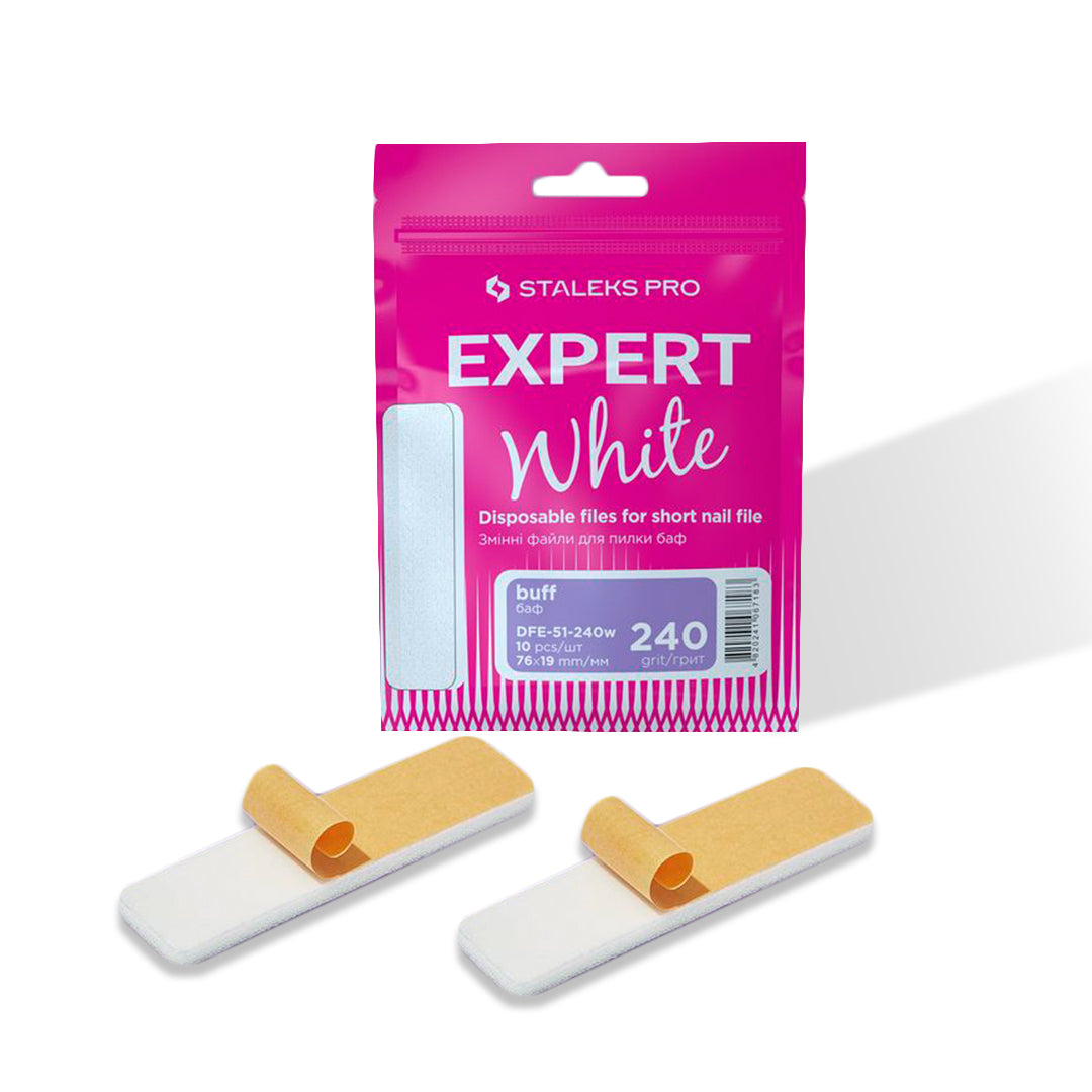 Staleks Short Disposable White Nail Files EXPERT 51 (10 pcs, Various Grits)