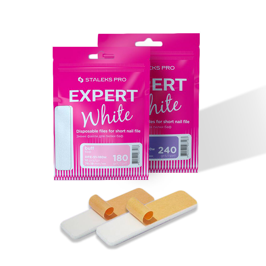 Staleks Short Disposable White Nail Files EXPERT 51 (10 pcs, Various Grits)