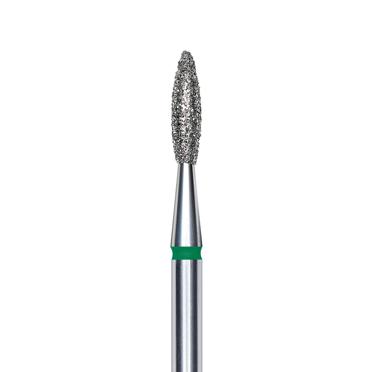 Staleks Diamond nail drill bit, &quot;flame&quot;, green, head diameter 2.1mm/ working part 8mm FA10G021/8.