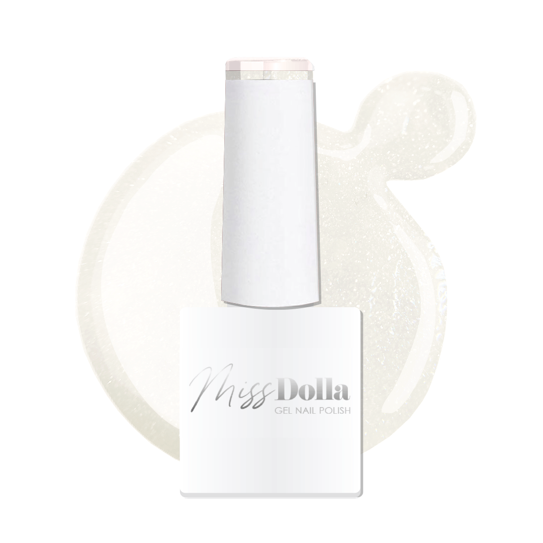 easy to apply easy to remove soft white with crystal finish gel nail polish | Dolla