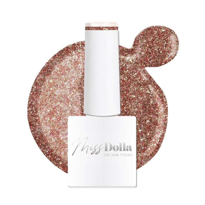 Dark, glittery rose gold shade gel nail  polish | Dolla