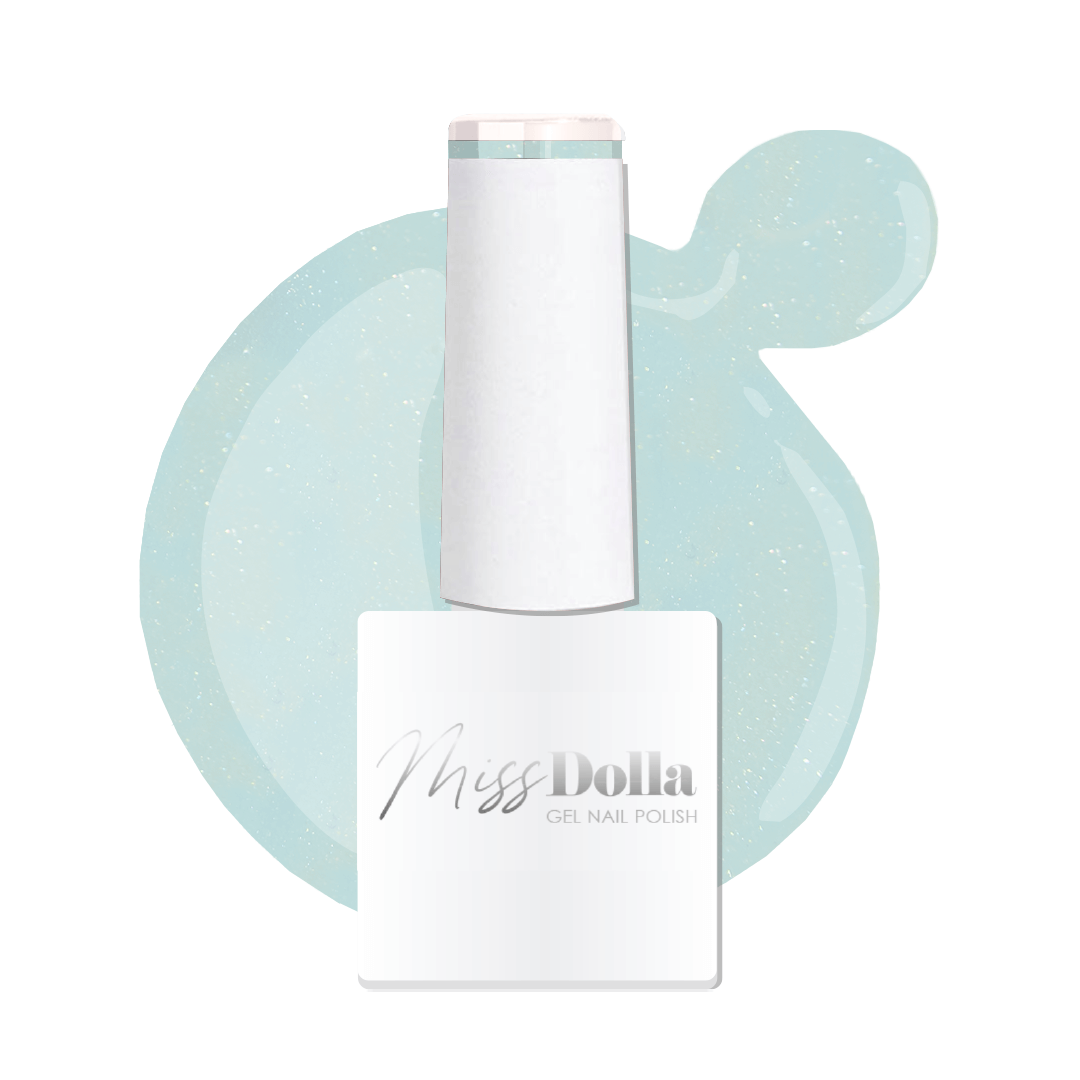 best gel nail polish milk-toned baby blue with shimmer durable and flexible | Dolla